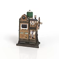 Vintage Mechanical Equipment With Green Top Knobs Dials And Metal Body