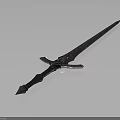 Decorative Ancient Sword With Metallic Blade Ornate Hilt Engraved Details And Red Gemstone