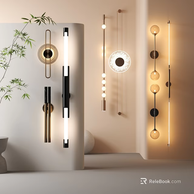 Modern Indoor Wall Lamps With Circular Glass Shades And Warm Metal Brackets 3d model 