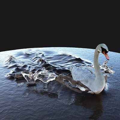 realistic water swan modern realistic animal water swan 3d model