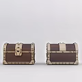 Vintage Decorative Treasure Chests With Metal Rivets And Leather Straps