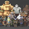 Diverse Game And Movie Characters With Various Outfits Armor And Weapons