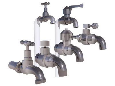 Various Faucet Styles with Different Design Features for Home Kitchen and Bathroom 3d model