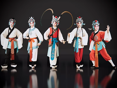 2D Peking Opera Characters Sheng Dan Jing Mo Chou Wu Dan Drama Characters Local Drama 3d model