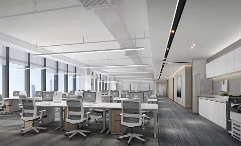 modern public office area open office area 3d model