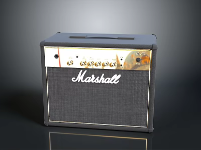 Marshall Electronic Amplifier Speaker With Classic Design And Control Panel 3d model