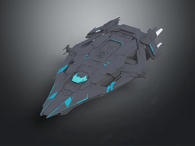 Advanced Futuristic Spaceship with Blue Lights and Streamlined Design for Space Exploration 3d model