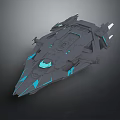 Advanced Futuristic Spaceship with Blue Lights and Streamlined Design for Space Exploration