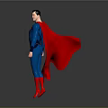 Superhero Character In Blue Suit With Red Cape And S Symbol Standing