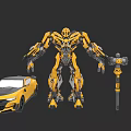 Bumblebee Game Movie Character In Robot And Car Form With Hammer Weapon