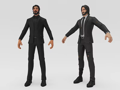 Two Men Wearing Formal and Distressed Suits 3D Character Model 3d model