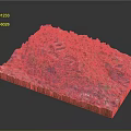Realistic 3D Mountain Landscape Model With Buildings Trees and Lush Terrain