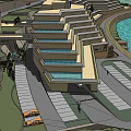 Modern Coastal Hotel Building With Curved Structure Waterfront Location And Parking
