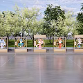 Colorful Character Themed Outdoor Landscape Sculptures With Wooden Frames In Park