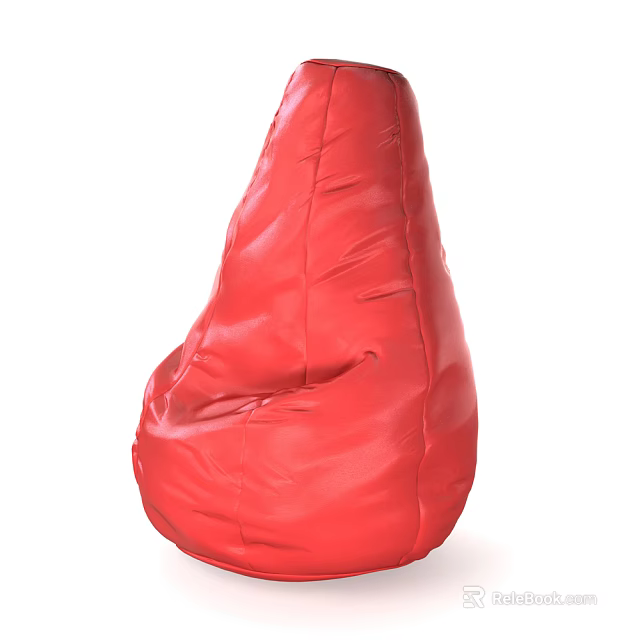 Comfortable Red Leather Bean Bag Chair for Modern Living Room Seating 3d model 