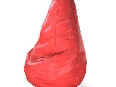 Comfortable Red Leather Bean Bag Chair for Modern Living Room Seating 3d model