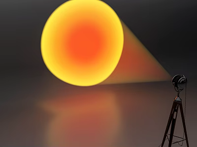 Modern Tripod Floor Lamp With Yellow Orange Glowing Sphere Light Projection 3d model