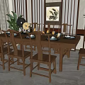 New Chinese Dining Table and Chair Combination 3d model