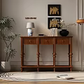 American-style end view table side cabinet 3d model