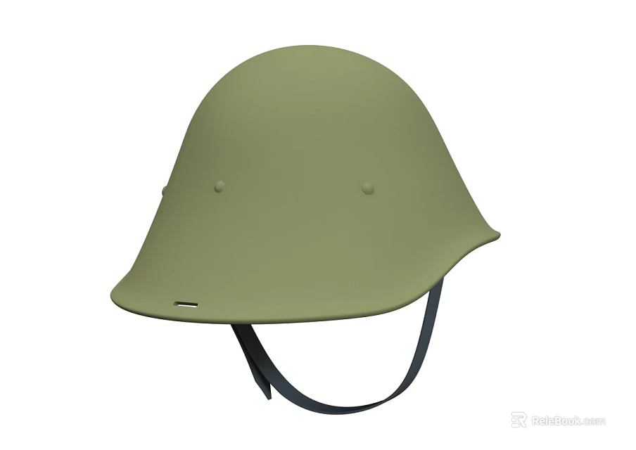 Classic Green Helmet With Two Rivets Curved Brim And Black Strap Design 3d model 