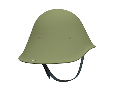 Classic Green Helmet With Two Rivets Curved Brim And Black Strap Design 3d model
