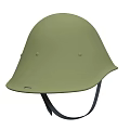 Classic Green Helmet With Two Rivets Curved Brim And Black Strap Design