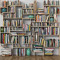 Stylish Bookshelf Display With Decorative Ornament Combination And Assorted Books