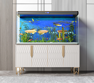 Light Luxury Fish Tank Aquarium Glass Fish Tank Tropical Landscape 3d model