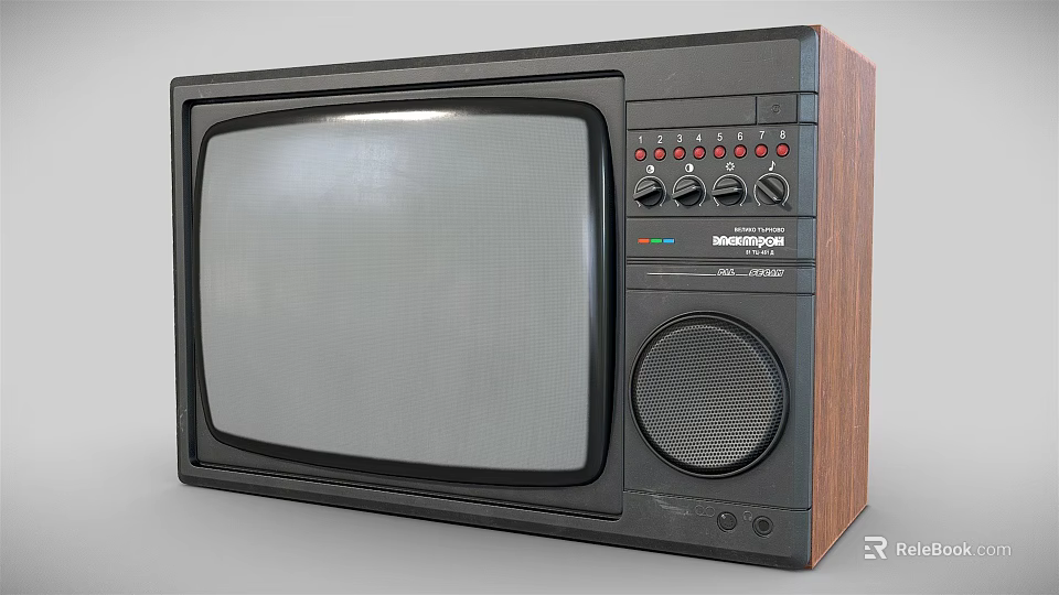 Vintage Samsung Television Featuring Wooden Frame Control Knobs And Front Speaker 3d model 
