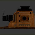 Vintage Electronic Camera With Wooden Body Classic Lens And Retro Design