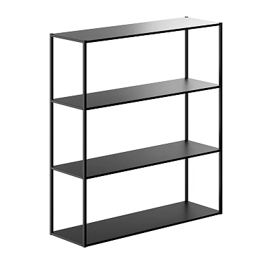 Black Metal Storage Shelf Unit with 4 Tier Open Design for Home Office Organization 3d model