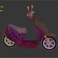 Purple Vintage Scooter with Brown Leather Seat Yellow Reflector and Classic Design