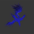 Mythical Black Feathered Creature with Spread Wings Intricate Mechanical Structure in Dynamic Flying Pose