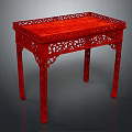 Elegant Carved Red Wooden Table With Intricate Patterns And Ornate Design