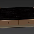 Modern Coffee Table With Black Marble Top And Two Beige Drawers 3d model