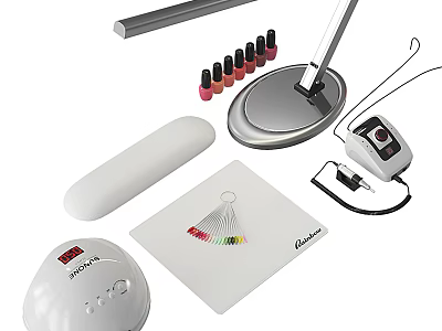 Professional Nail Salon Commercial Equipment With UV Lamp Tools And Color Palette 3d model