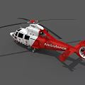 Red and White Rescue Helicopter with Rotors and Emergency Service Features