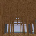 Traditional Wooden Building With Black Tiled Roof Elevated Pillars Lattice Walls And Staircase