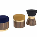 Modern Sofa Stools with Colorful Upholstery Wooden Base and Golden Accents