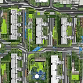 Urban Residential Landscape Design With Green Spaces Paths And Building Layout