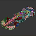 BWT Sponsored Formula Race Car With Blue And Pink Livery And Yellow Helmet