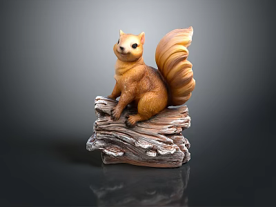 Game and Movie Character Squirrel Sitting on Wooden Log with Brown Tail Figure 3d model Game and Movie Character Squirrel Sitting on Wooden Log with Brown Tail Figure 3d model