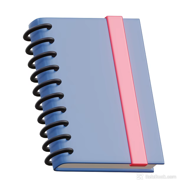 Spiral Bound Notebook With Blue Cover And Pink Side Strip Design 3d model