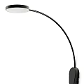 Modern Curved Arm Wall Lamp With Gold And Black Metal Round Base And Shade