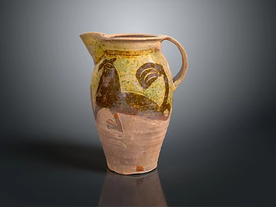 Handcrafted Ceramic Pitcher With Sculpted Rooster Design And Glazed Finish 3d model