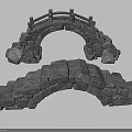 Two Stone Arch Landscape Bridges With Railing And Classic Design