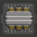 Industrial Radiation Equipment With Gray Structure Vertical Pipes And Circular Components