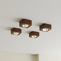 Modern Wooden Square Ceiling Lights Installed On White Ceiling Surface 3d model