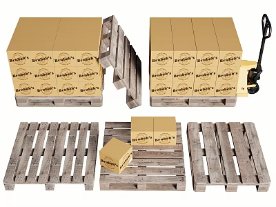 Rustic Stone And Wood Design With Wooden Pallets And Stacked Boxes 3d model Rustic Stone And Wood Design With Wooden Pallets And Stacked Boxes 3d model