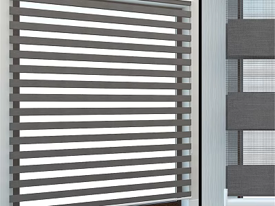 Modern Gray Window Blinds with Horizontal Slats for Home Interior Design 3d model